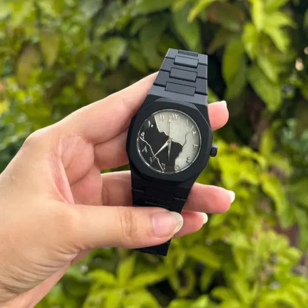 Aura Black Marble Couple Watch | Arabic Dial + Steel Lock + Water-Resistant