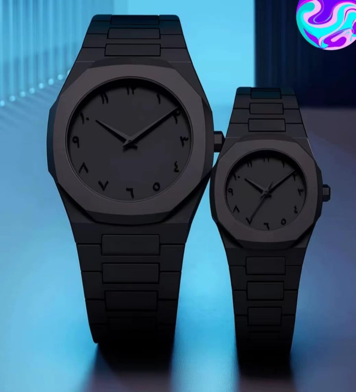 Aura Black Couple Watch For Ladies & Gents